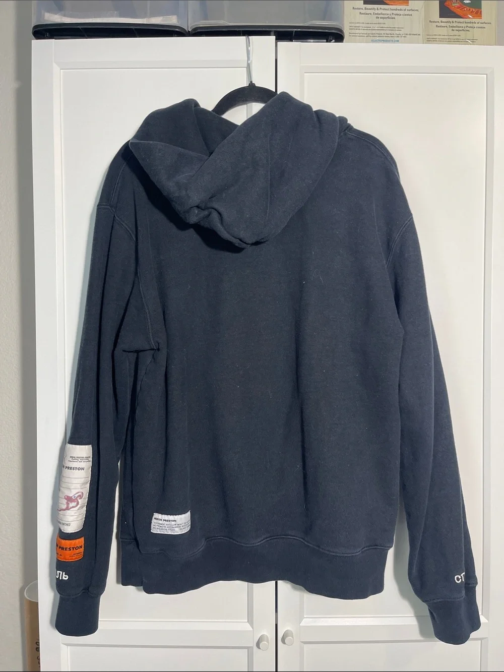 Heron Preston Black Hoodie with Orange Gradient Heron Graphic
